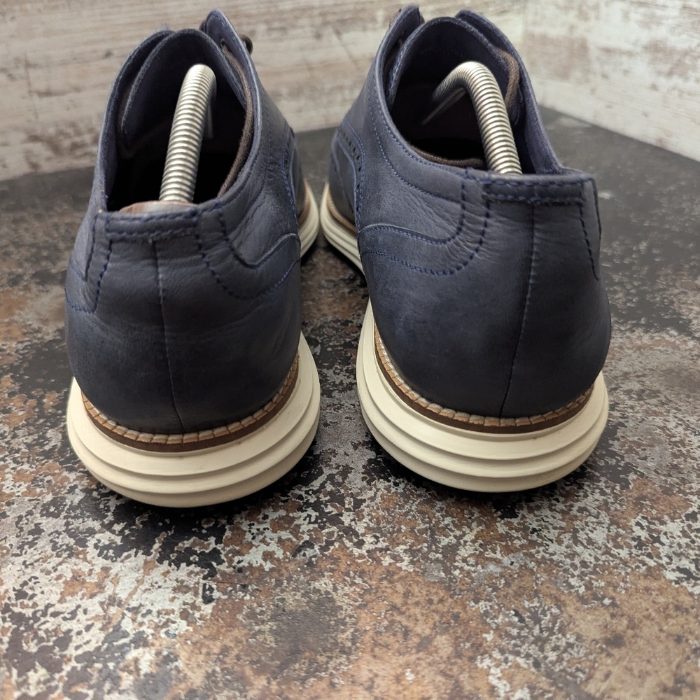 Mens Cole Haan Original Grand Wingtip Oxford Shoes Sz 11.5 Navy Blue C30563 - Picture 6 of 9